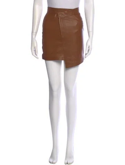 Pre-owned Zeynep Arcay Lambskin Mini Skirt In Brown