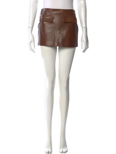 Pre-owned Zeynep Arcay Lambskin Mini Skirt In Brown