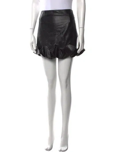 Pre-owned Zeynep Arcay Lambskin Mini Skirt In Gray
