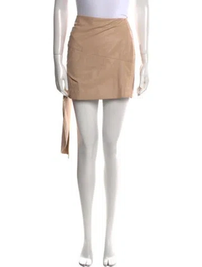 Pre-owned Zeynep Arcay Lambskin Mini Skirt In Neutral