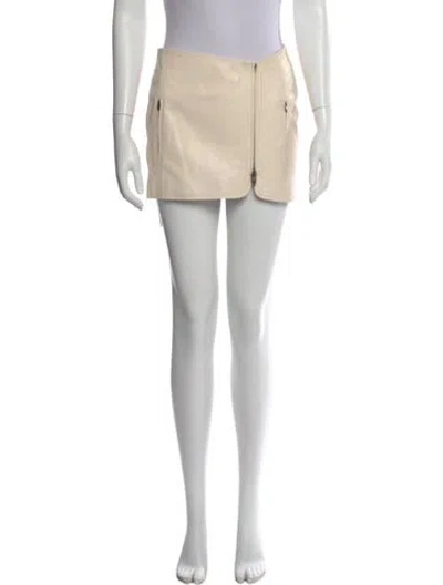Pre-owned Zeynep Arcay Lambskin Mini Skirt In Neutral