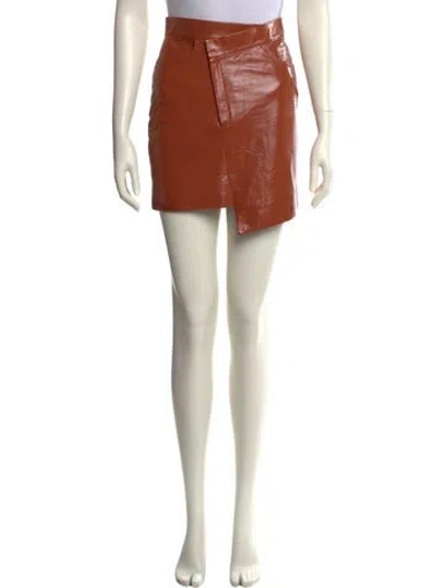 Pre-owned Zeynep Arcay Lambskin Mini Skirt In Yellow