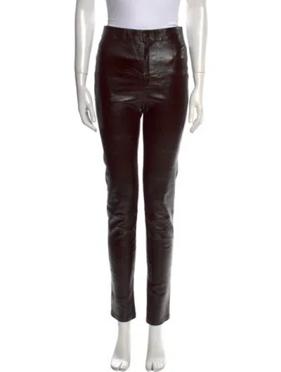 Pre-owned Zeynep Arcay Lambskin Skinny Leg Pants In Brown