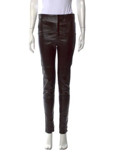 Pre-owned Zeynep Arcay Lambskin Skinny Leg Pants In Brown