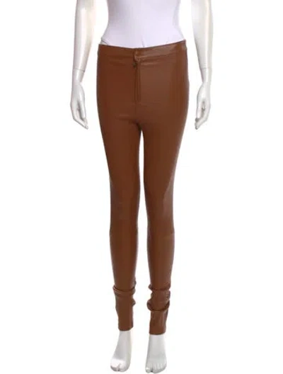 Pre-owned Zeynep Arcay Lambskin Skinny Leg Pants W/ Tags In Brown