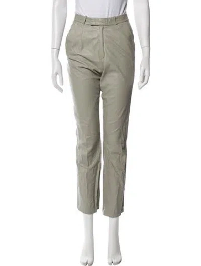 Pre-owned Zeynep Arcay Lambskin Straight Leg Pants In Green