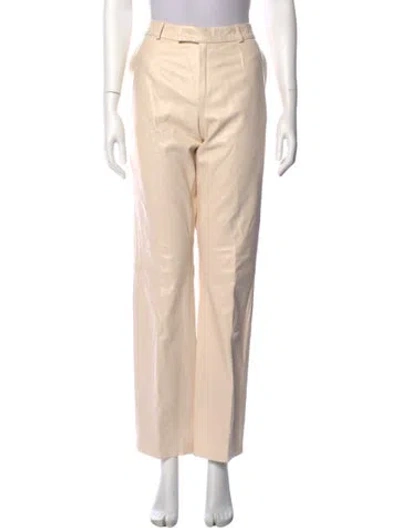 Pre-owned Zeynep Arcay Lambskin Straight Leg Pants In Neutral