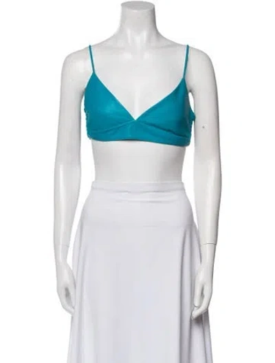 Pre-owned Zeynep Arcay Lambskin V-neck Crop Top In Multi