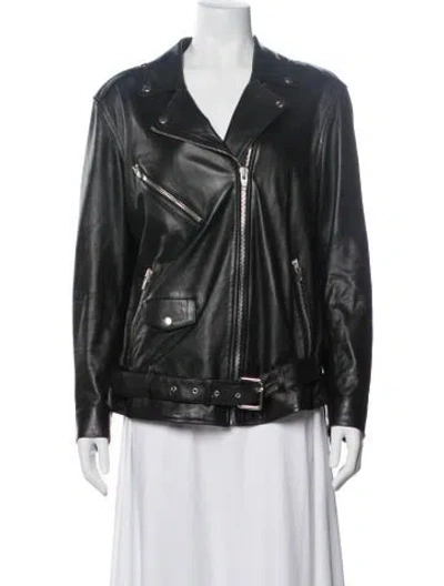 Pre-owned Zeynep Arcay Leather Biker Jacket In Black