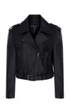 Zeynep Arcay Leather Biker Jacket In Blue