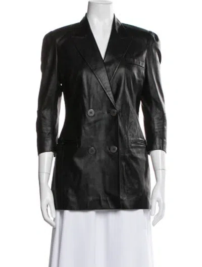 Pre-owned Zeynep Arcay Leather Blazer In Black