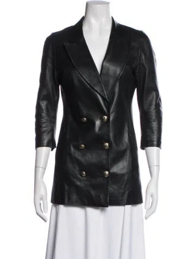Pre-owned Zeynep Arcay Leather Blazer In Black