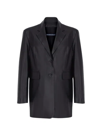 Zeynep Arcay Leather Blazer In Black