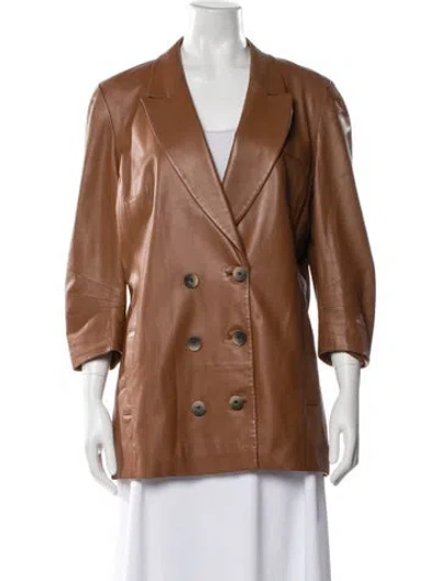 Pre-owned Zeynep Arcay Leather Blazer In Brown
