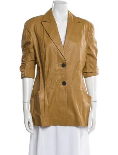 Pre-owned Zeynep Arcay Leather Blazer In Brown