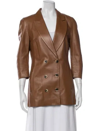 Pre-owned Zeynep Arcay Leather Blazer In Brown