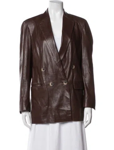 Pre-owned Zeynep Arcay Leather Blazer In Brown