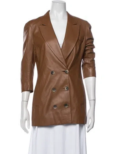 Pre-owned Zeynep Arcay Leather Blazer In Brown