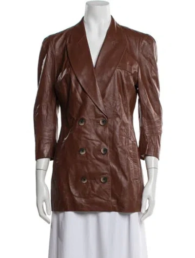 Pre-owned Zeynep Arcay Leather Blazer In Brown