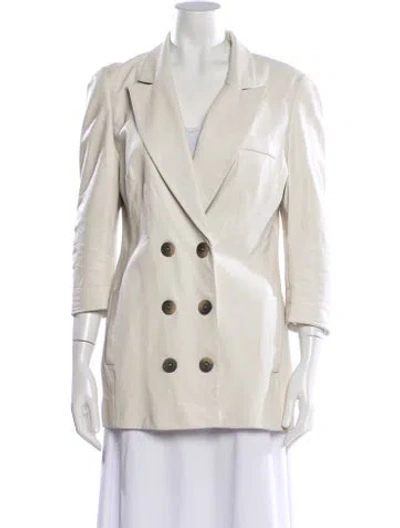Pre-owned Zeynep Arcay Leather Blazer In Neutral