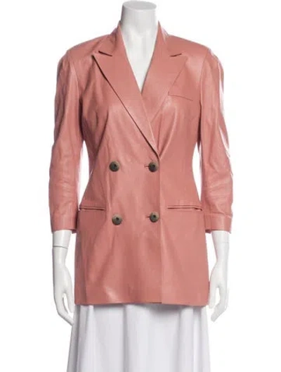 Pre-owned Zeynep Arcay Leather Blazer In Pink
