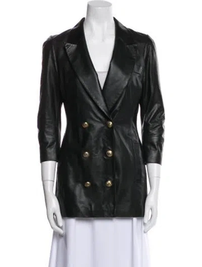 Pre-owned Zeynep Arcay Leather Blazer W/ Tags In Black