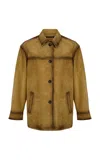 Zeynep Arcay Leather Jacket In Brown