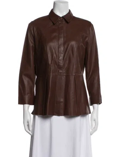 Pre-owned Zeynep Arcay Leather Jacket W/ Tags In Brown