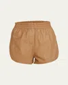 Zeynep Arcay Leather Jogger Shorts In Camel