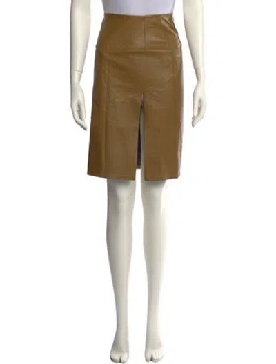 Pre-owned Zeynep Arcay Leather Knee-length Skirt In Brown