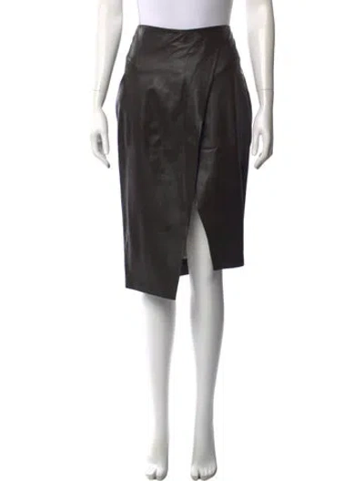 Pre-owned Zeynep Arcay Leather Midi Length Skirt In Black