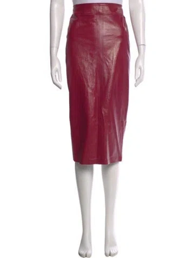 Pre-owned Zeynep Arcay Leather Midi Length Skirt In Pink
