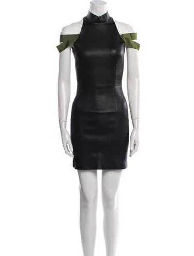 Pre-owned Zeynep Arcay Leather Mini Dress In Black