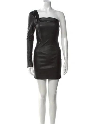 Pre-owned Zeynep Arcay Leather Mini Dress In Black