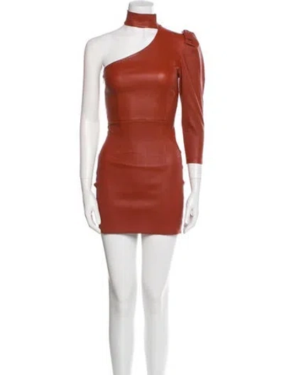 Pre-owned Zeynep Arcay Leather Mini Dress In Brown