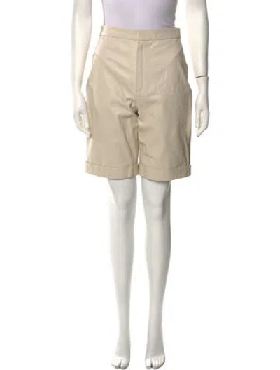 Pre-owned Zeynep Arcay Leather Mini Shorts In Neutral