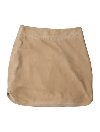 Pre-owned Zeynep Arcay Leather Mini Skirt In Neutral