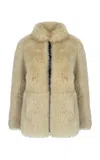 Zeynep Arcay Leather-paneled Shearling Jacket In Off-white