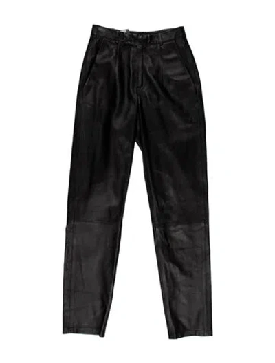Pre-owned Zeynep Arcay Leather Skinny Leg Pants In Black