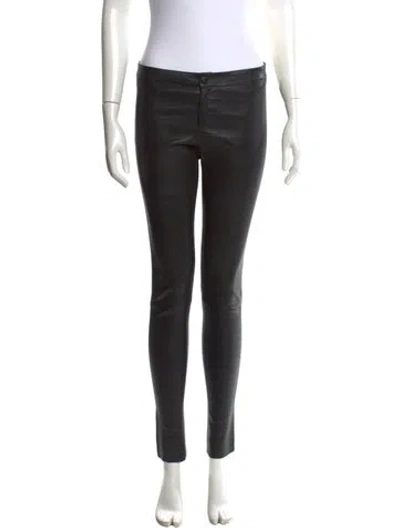 Pre-owned Zeynep Arcay Leather Skinny Leg Pants In Black