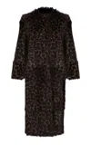 Zeynep Arcay Leopard Print Shearling Coat In Brown