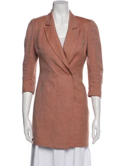 Pre-owned Zeynep Arcay Linen Printed Blazer In Pink