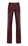 Zeynep Arcay Low-rise Leather Pants In Burgundy