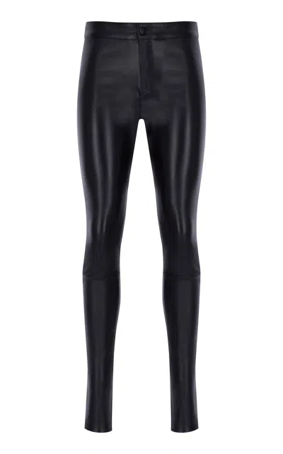 Zeynep Arcay Low-rise Leather Skinny Pants In Black