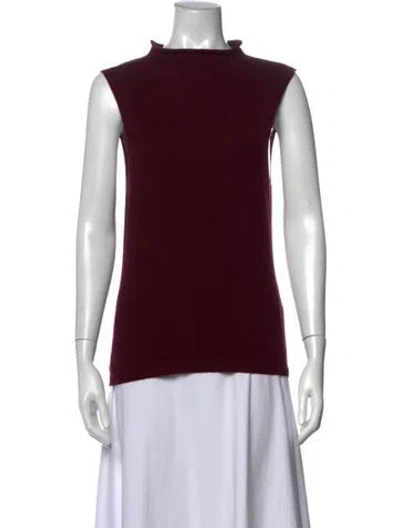 Pre-owned Zeynep Arcay Merino Wool Mock Neck Sweater In Burgundy
