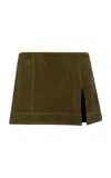 Zeynep Arcay Mini Suede Skirt With Slit In Green