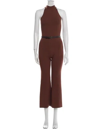 Pre-owned Zeynep Arcay Mock Neck Jumpsuit In Brown