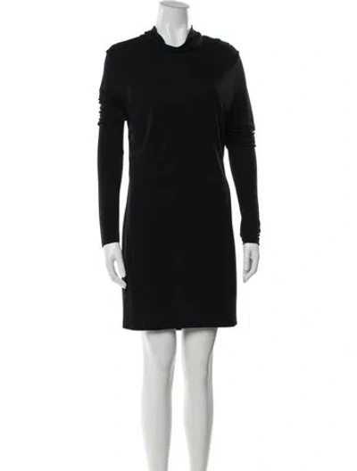 Pre-owned Zeynep Arcay Mock Neck Mini Dress In Black