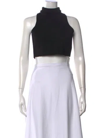 Pre-owned Zeynep Arcay Mock Neck Sleeveless Crop Top In Brown