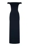 Zeynep Arcay Off-the-shoulder Scuba Maxi Dress In Dark Grey
